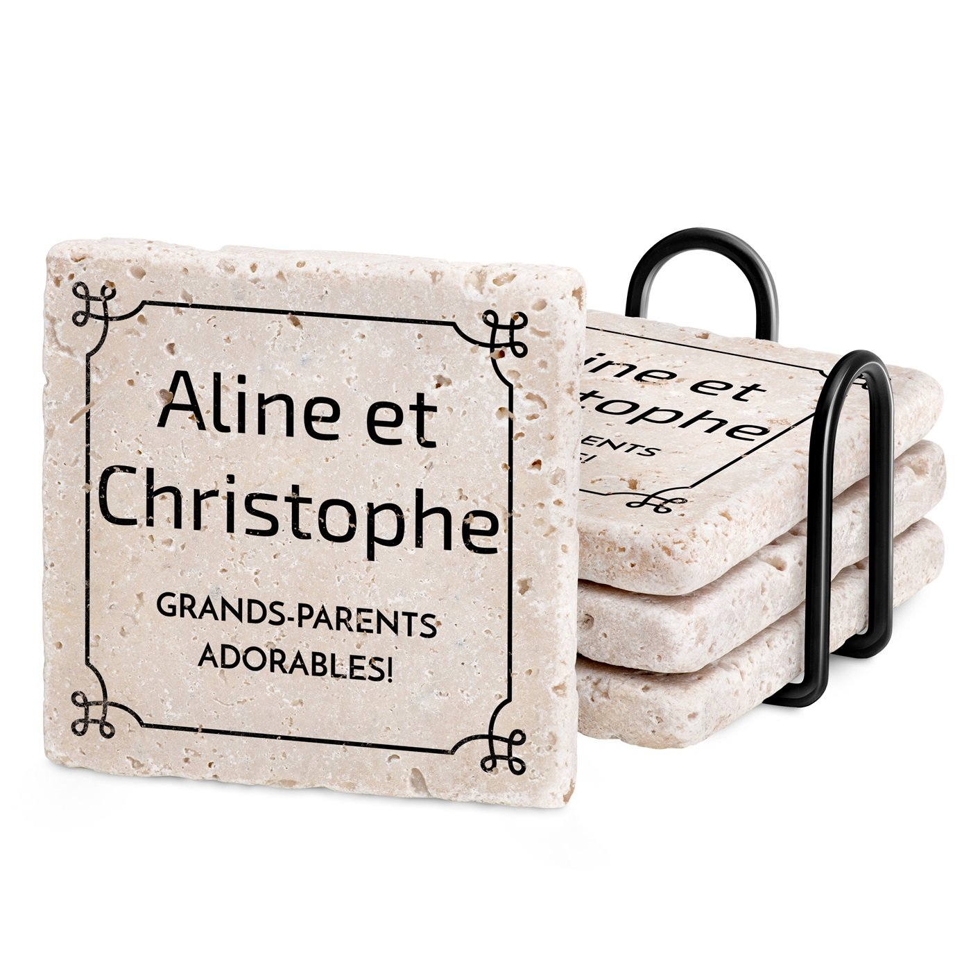 Estuche de posavases de piedra Murrano con impresión personalizada para abuelos