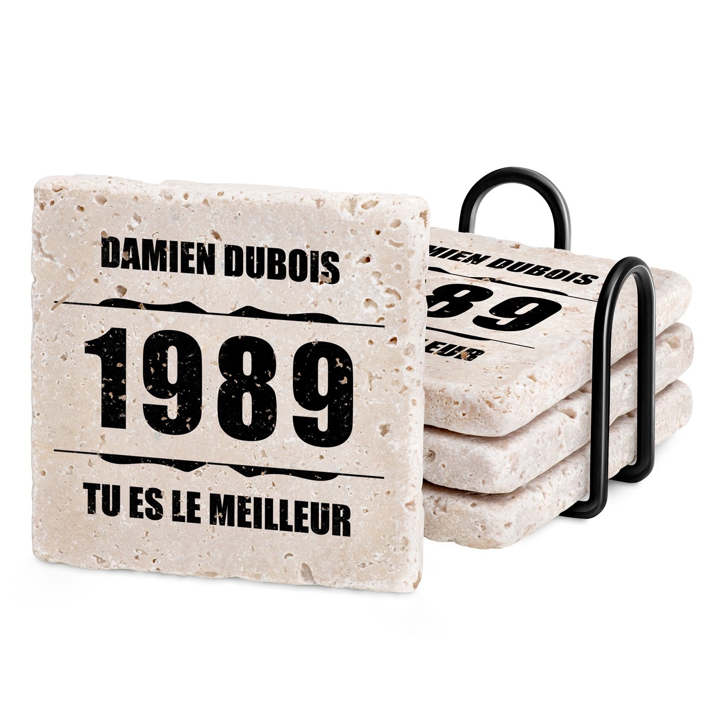 Set de portavasos de piedra personalizados Murrano para el cumpleaños de un amigo