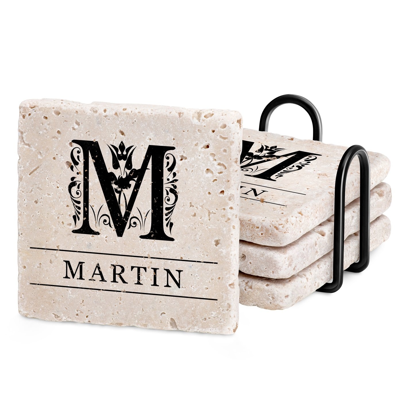 Set de portavelas de piedra Murrano con impresión personalizada para pareja - Regalo de aniversario de boda