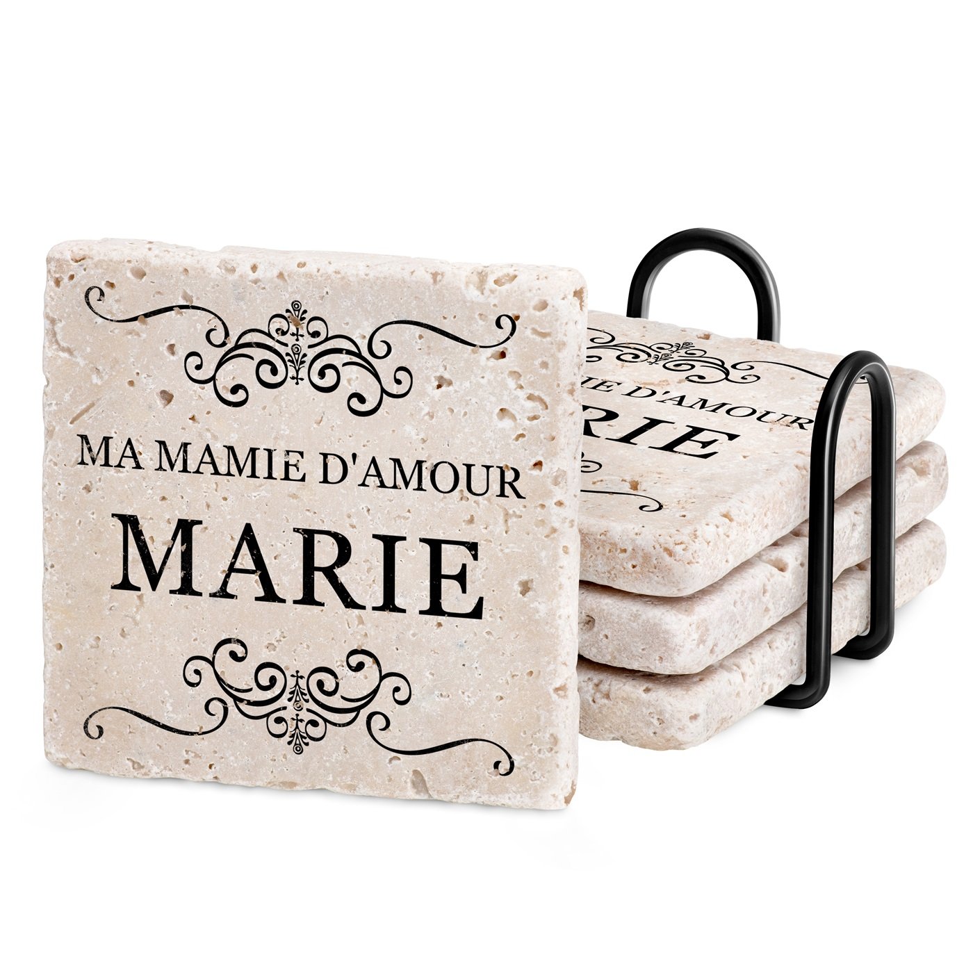 Conjunto de posavasos de piedra personalizados Murrano para el Día de las Abuelas