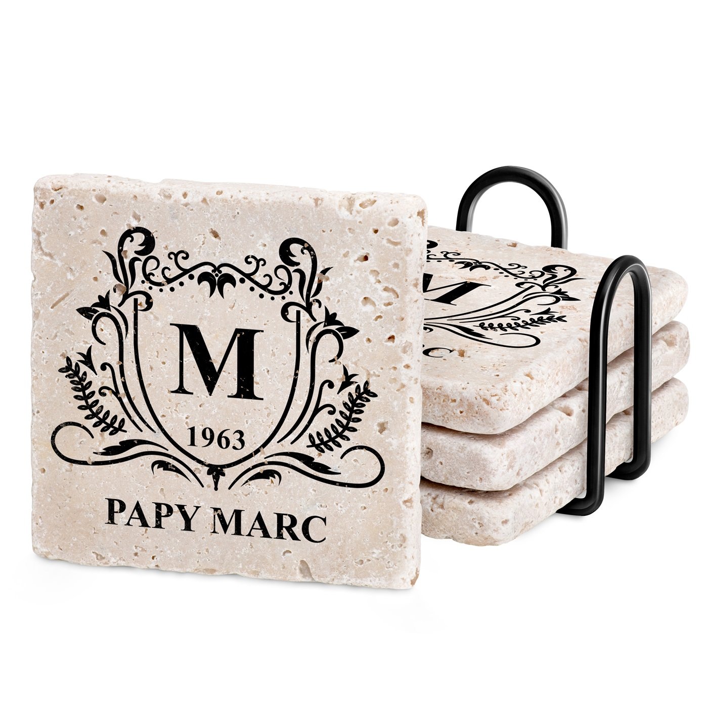 Murrano Stone Place Mats with Personalized Print for Grandpa's Birthday