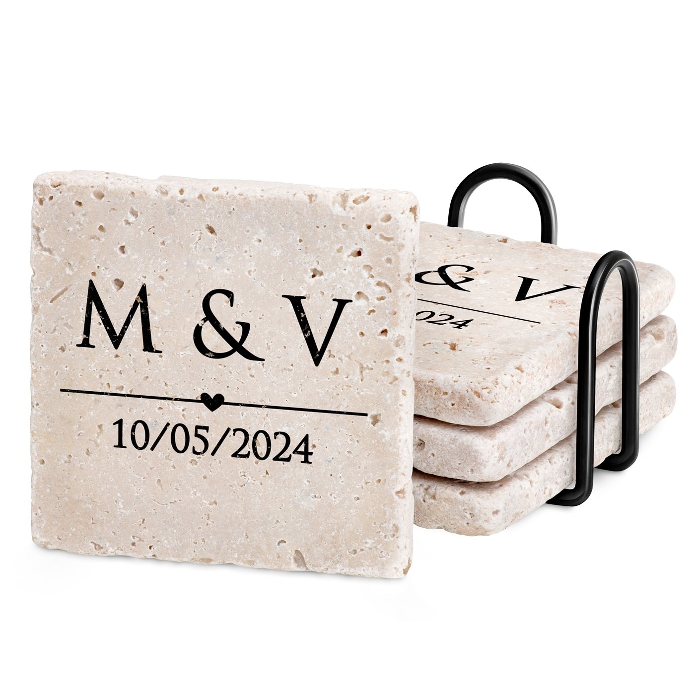 Set de bajo platos de piedra Murrano para la novia y el novio