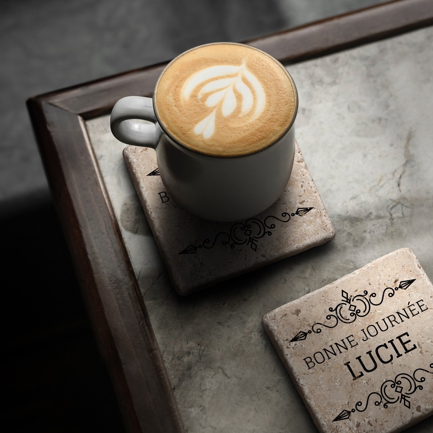 Murrano Personalized Stone Coaster Set for Her Wedding Anniversary