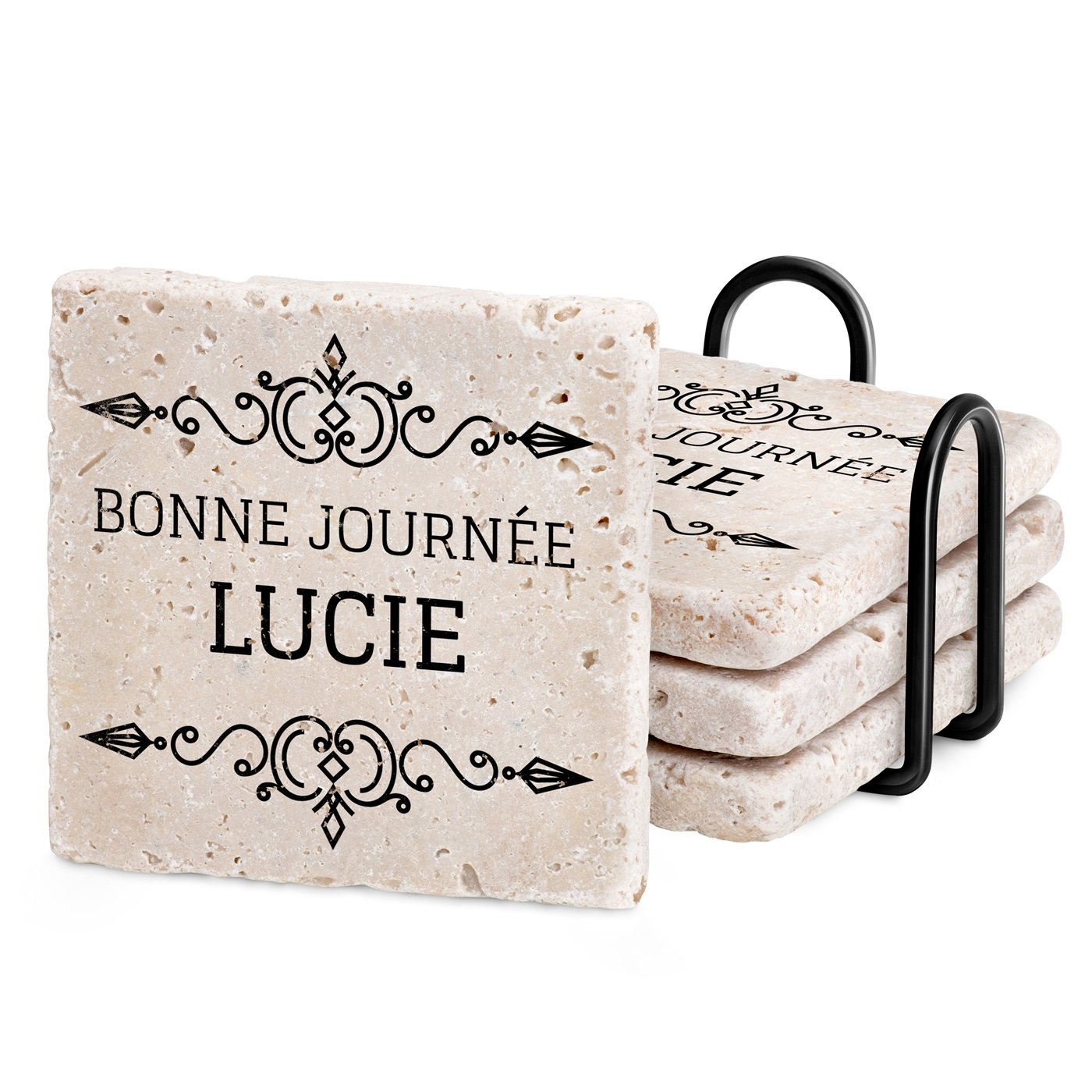 Murrano Personalized Stone Coaster Set for Her Wedding Anniversary