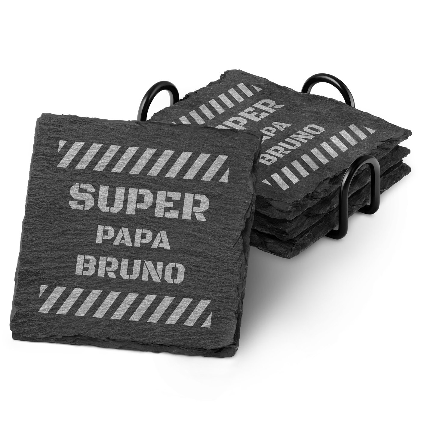 Conjunto de posavasos de pizarra Murrano grabado para el Día del Padre