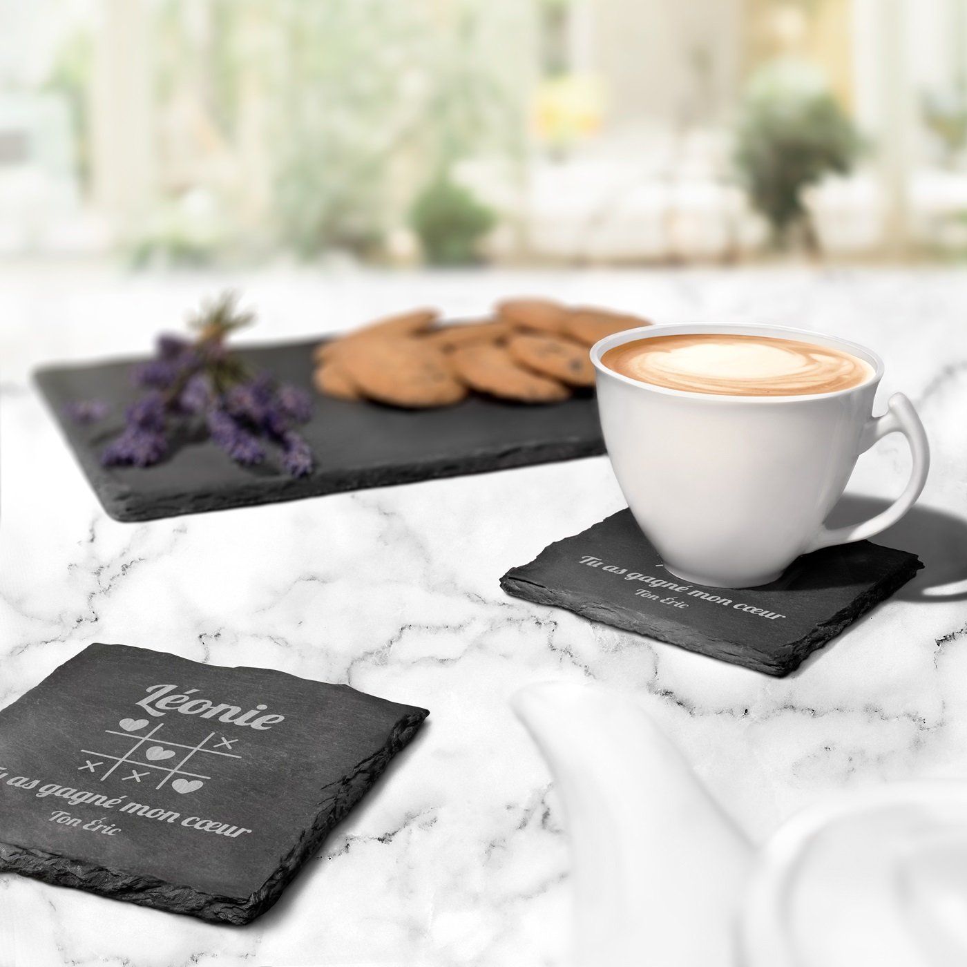 Murrano Slate Place Mats with Engraving for Fiancée Valentine's Day Gift