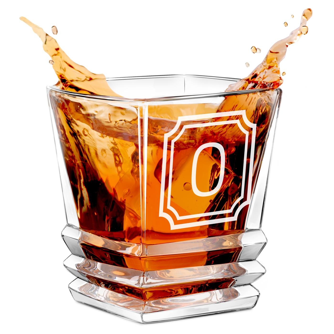 Vaso de whisky Geométrico con Inicial Grabada de Murrano