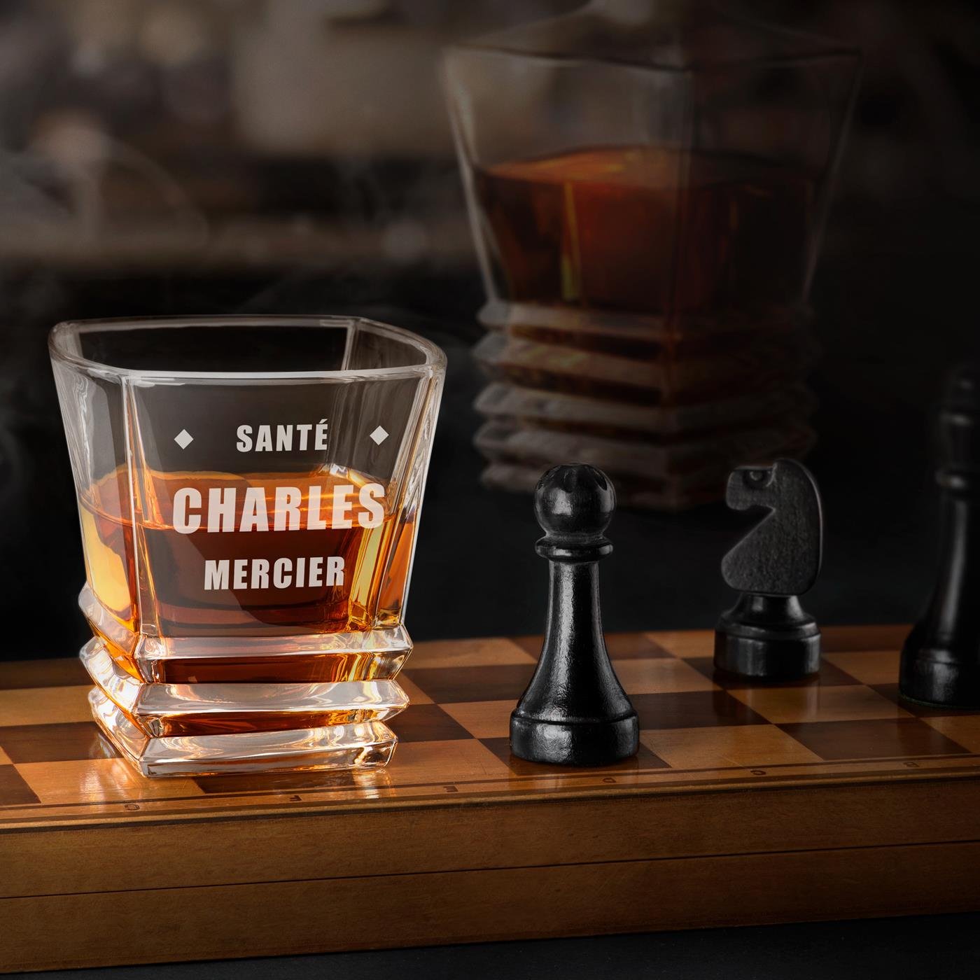 Conjunto de vasos de whisky geométricos Murrano (6 piezas) con grabado