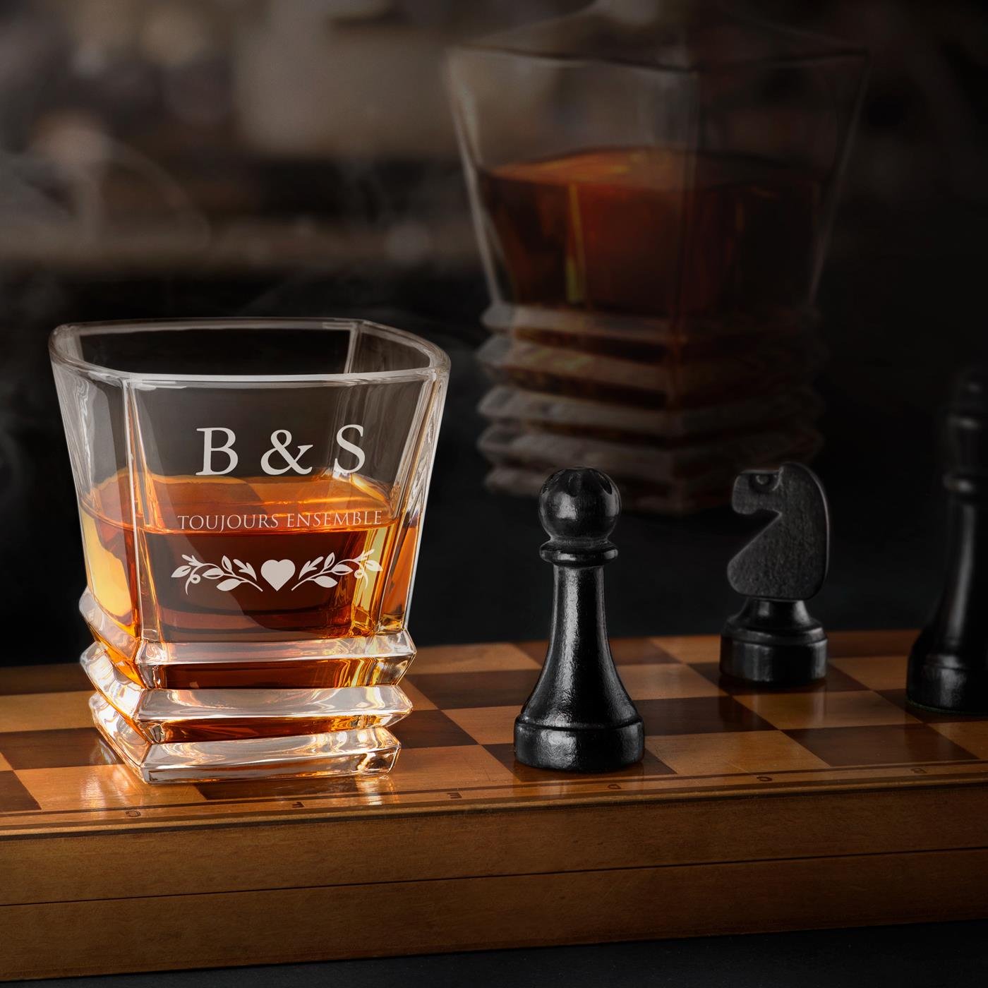 Set de vasos de whisky geométricos Murrano para pareja (6 piezas)