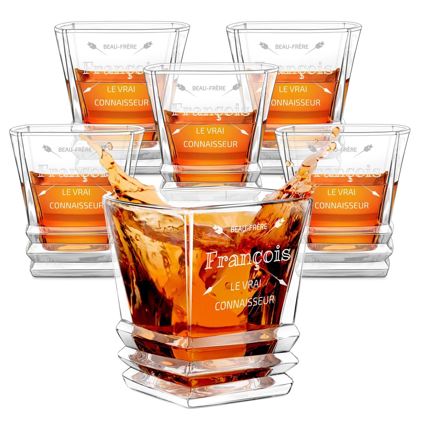 Set de 6 vasos de whisky Geométricos Murrano con grabado láser para cuñado por cumpleaños