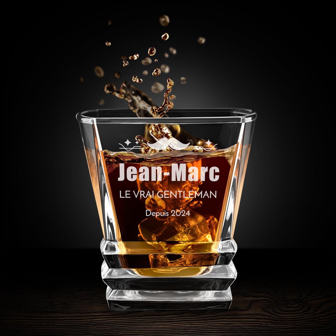 Murrano Geometric Whisky Glass Set for Men - Personalized Christmas Gift