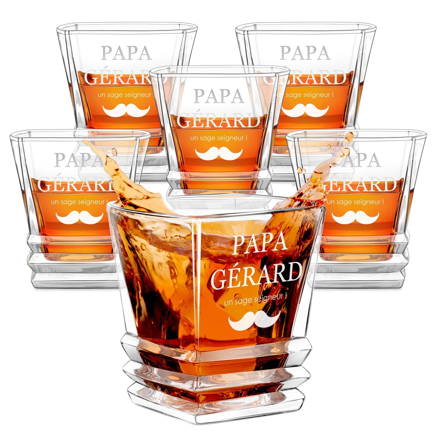 Set de vasos de whisky geométricos Murrano para papá (personalizado)
