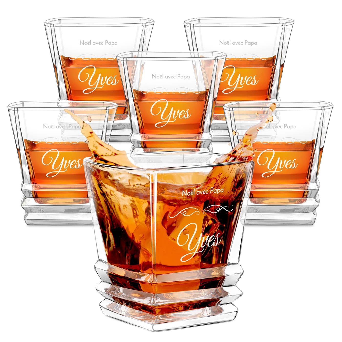Murrano Geometric Whisky Glass Set for Dad - Personalized Engraved Gift for Christmas