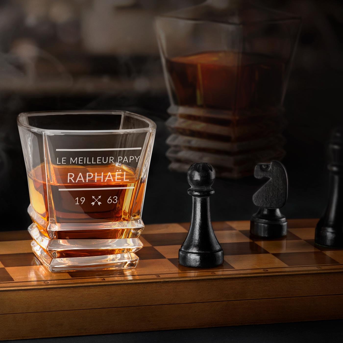 Set de vasos de whisky geométricos Murrano para el cumpleaños de abuelo