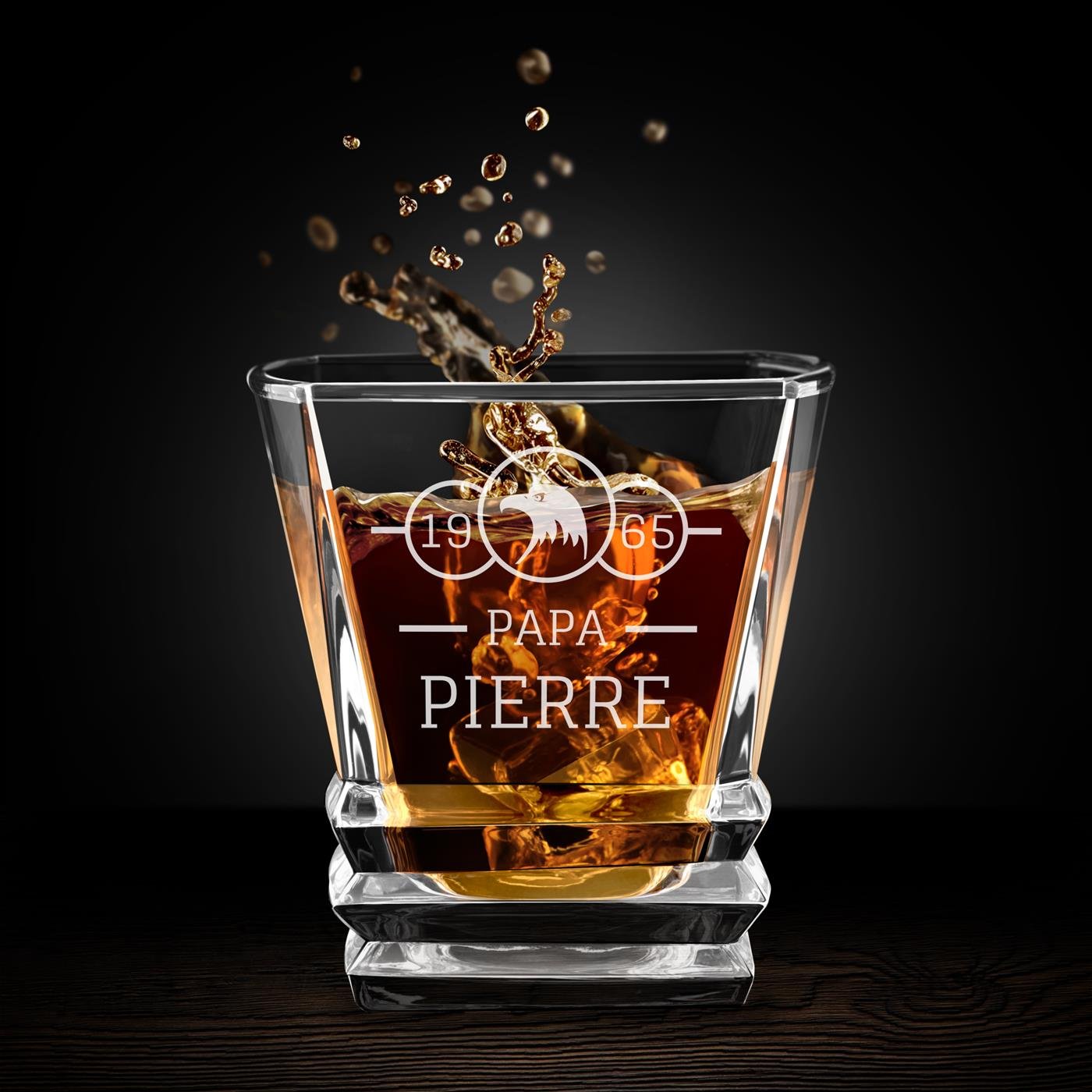 Set de 6 vasos de whisky geométricos Murrano con grabado para el cumpleaños de papá