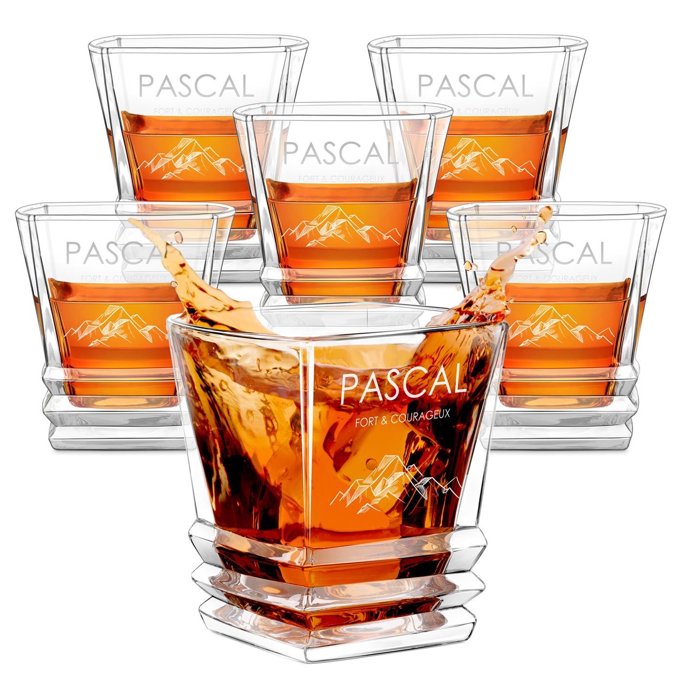 Set de vasos de whisky geométricos Murrano para el aventurero amante de las montañas (6 piezas)