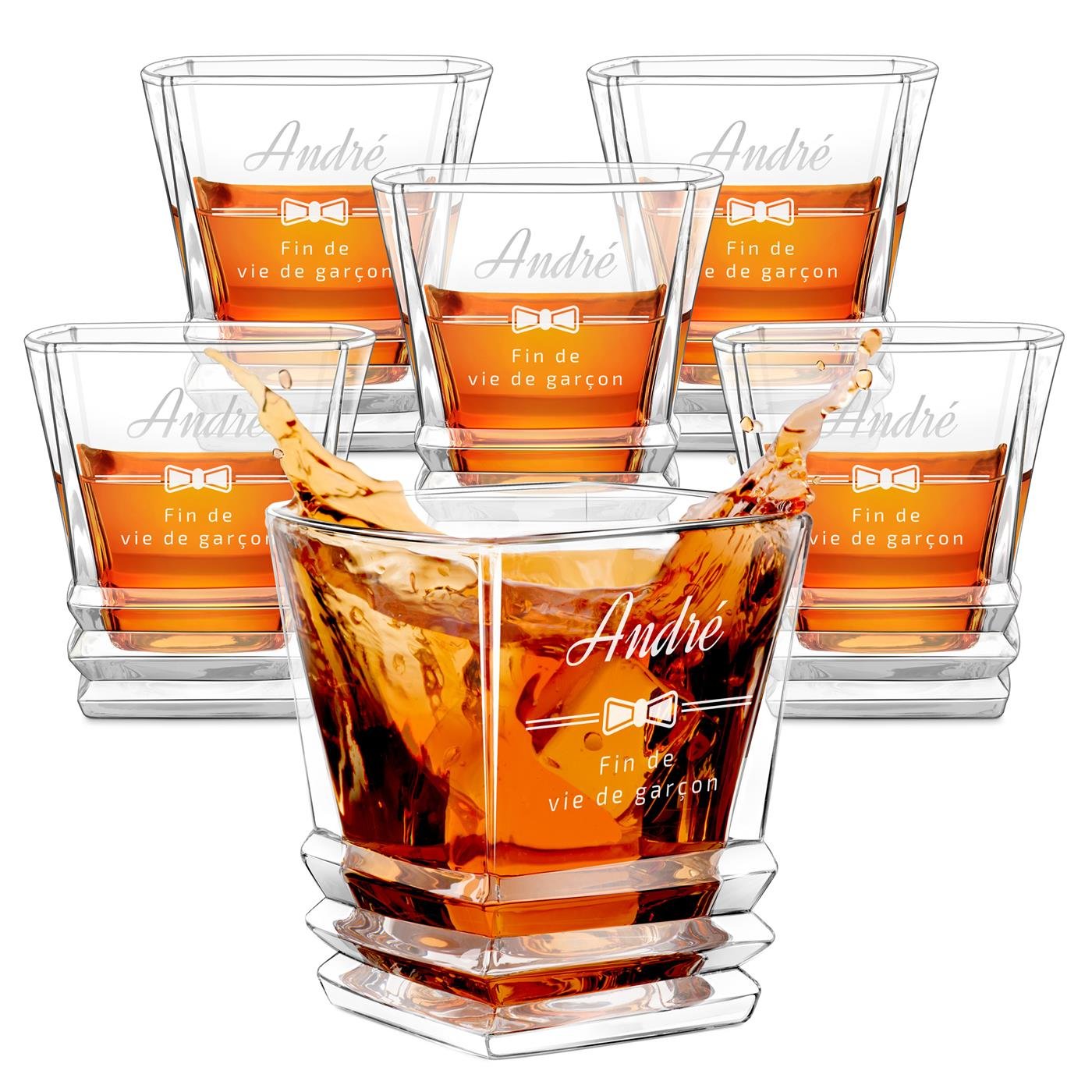 Set de vasos de whisky geométricos Murrano para el mejor hombre (6 piezas)