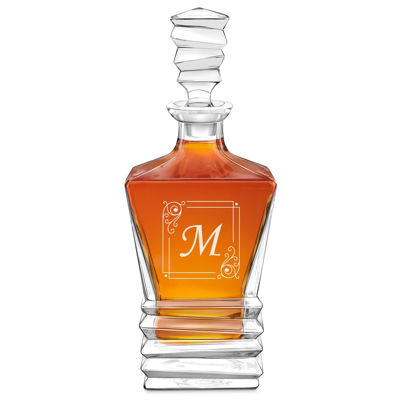 Decantador Geométrico Murrano con Grabado Inicial para Entendido de Whisky