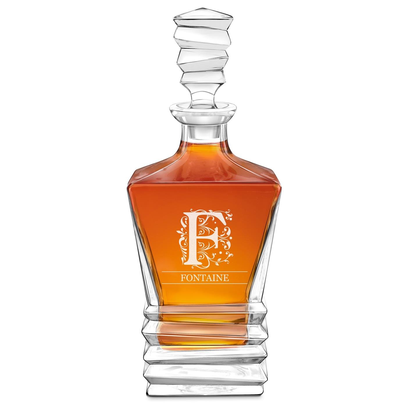 Decantador Geométrico Murrano Grabado con Iniciales y Apellido para Aficionados al Whisky
