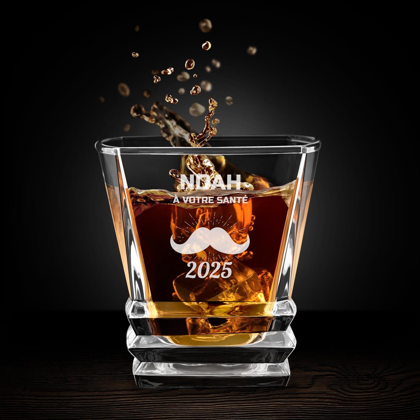 Murrano Geometric Decanter Set with 2 Whisky Glasses and Laser Engraving for Him
