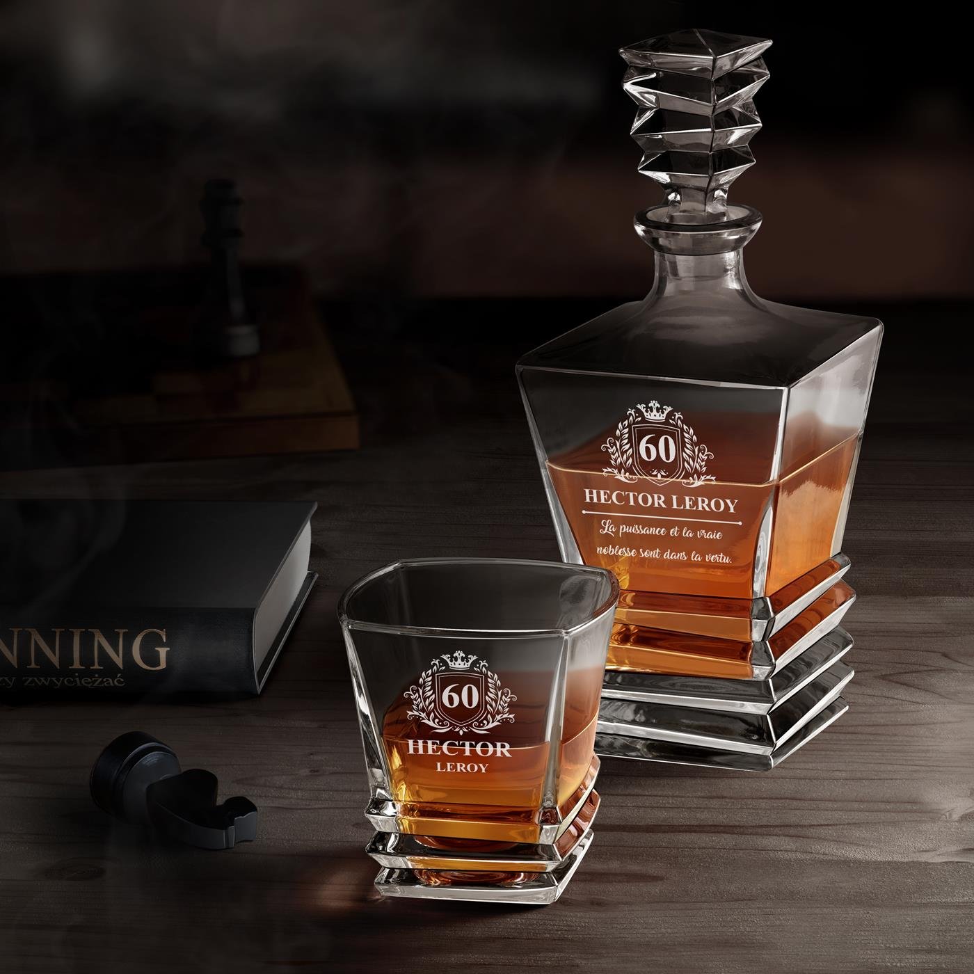 Murrano Geometric Decanter Set with 4 Glasses for His 60th Anniversary