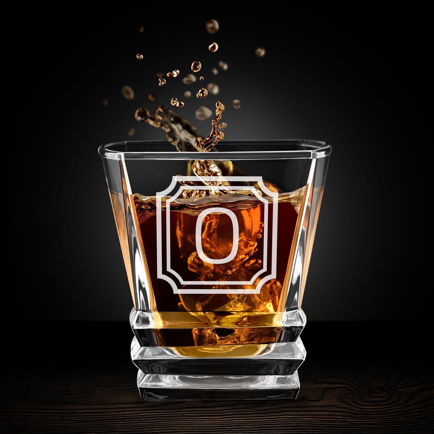 Murrano Geometric Decanter Set with Laser-Engraved Initial for Him