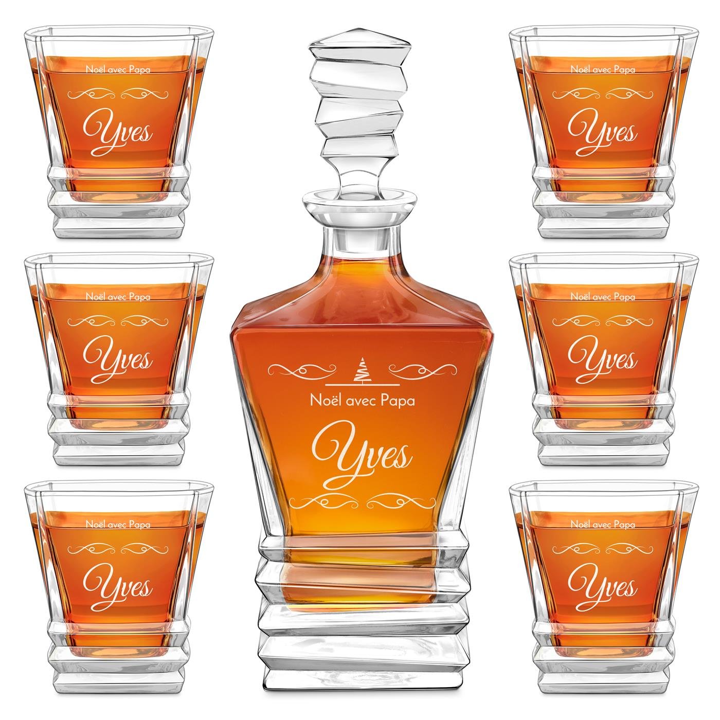 Ensemble décanteur géométrique Murrano et 6 verres pour le meilleur papa à Noël