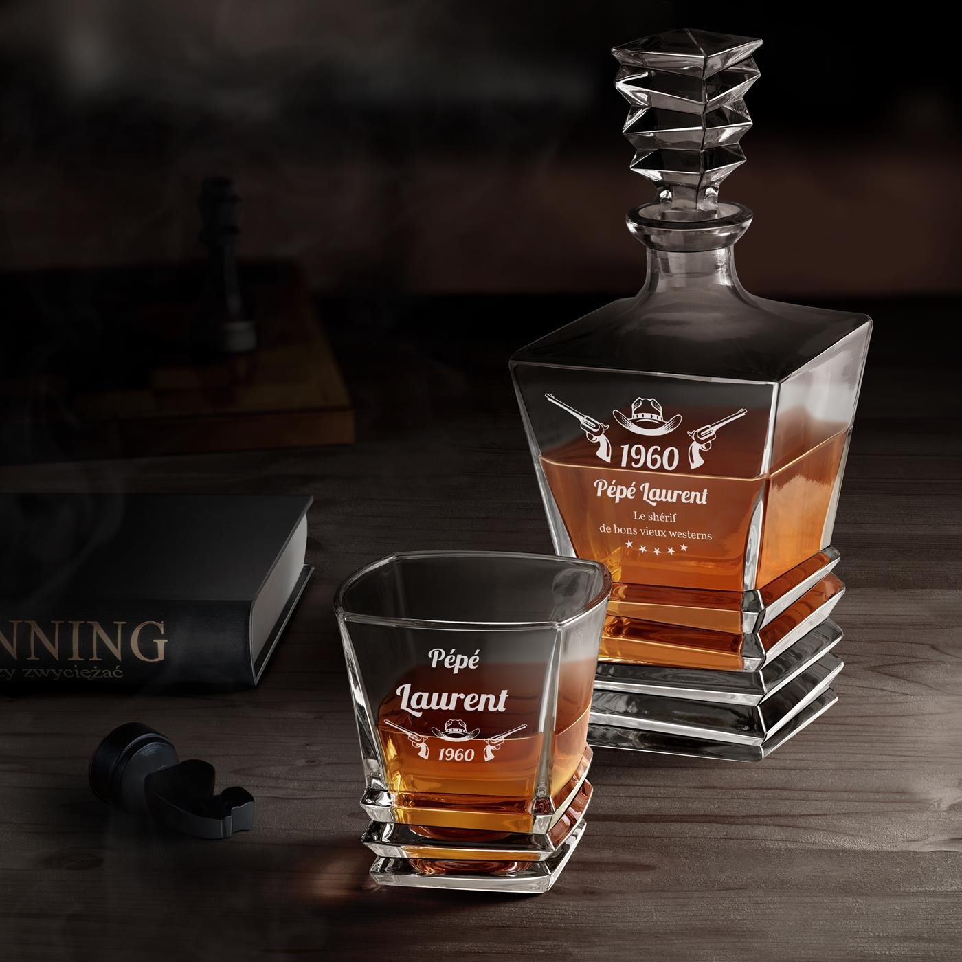 Set de decantador geométrico Murrano y 6 vasos para conocedor de whisky