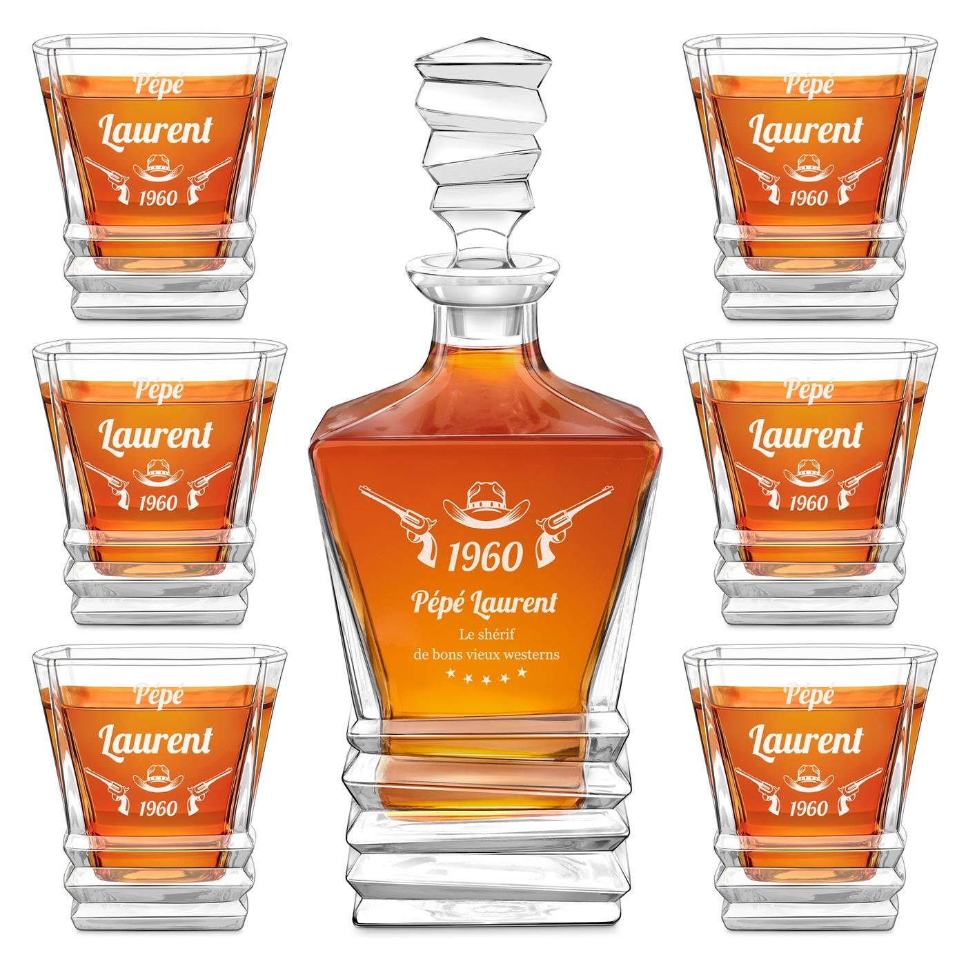 Set de decantador geométrico Murrano y 6 vasos para conocedor de whisky
