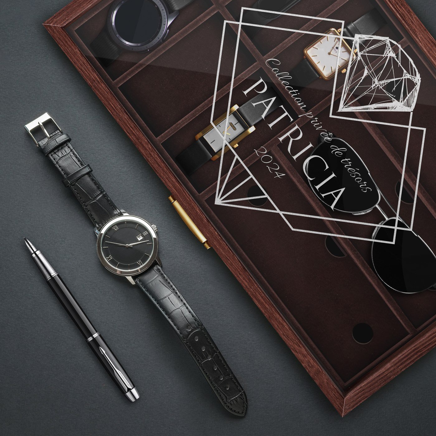 Caja personalizada Murrano para relojes y gafas, para ella, por su cumpleaños
