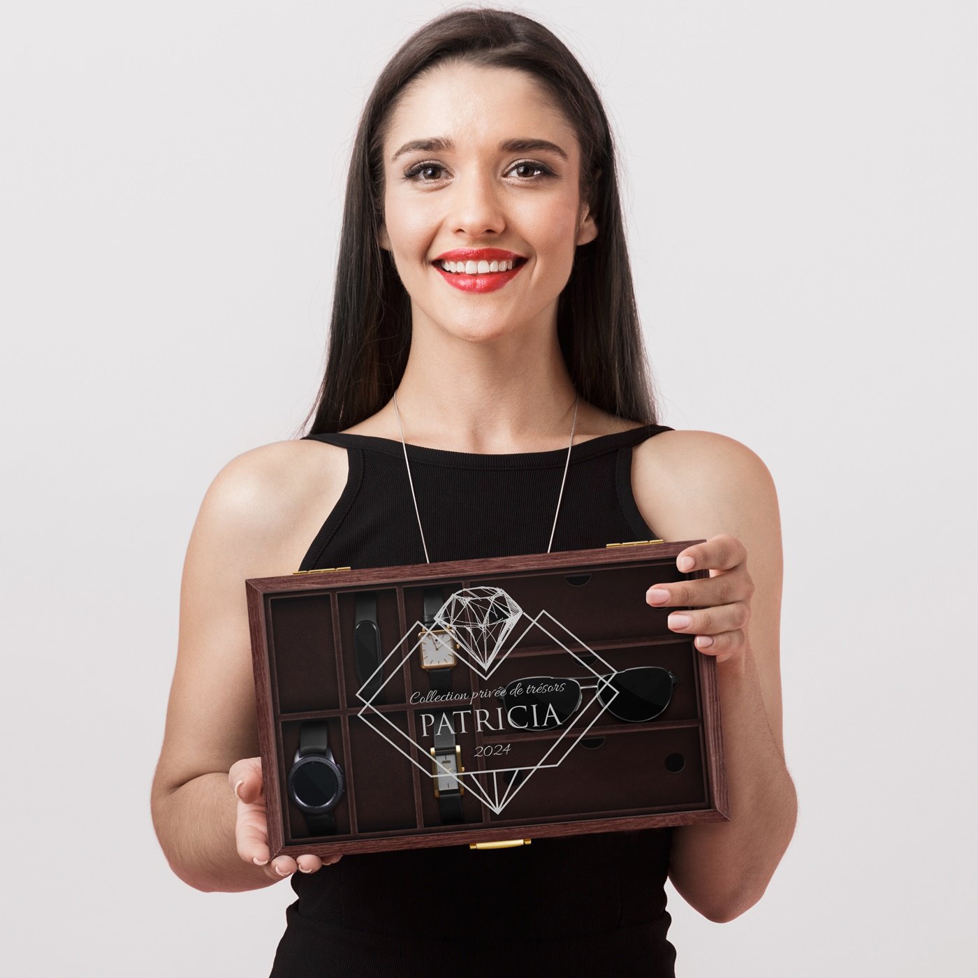 Caja personalizada Murrano para relojes y gafas, para ella, por su cumpleaños
