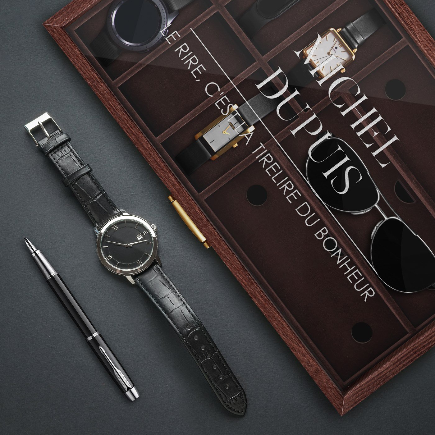 Murrano Customized Watch and Glasses Box for Husband's Anniversary