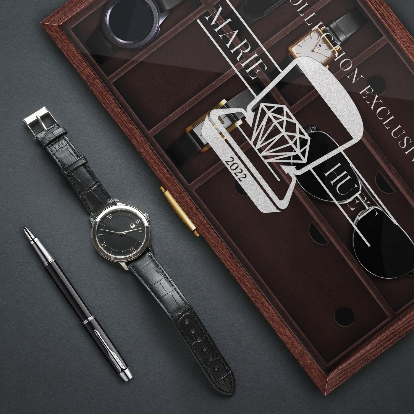 Murrano Personalized Watch and Glasses Box