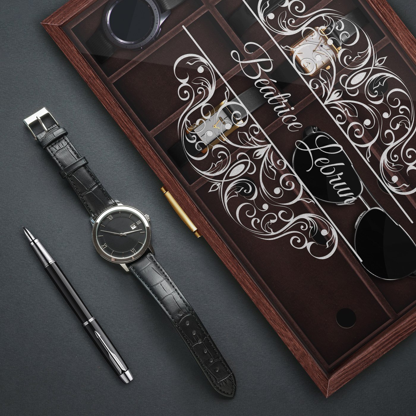 Murrano Personalized Watch and Glasses Box for Valentine's Day
