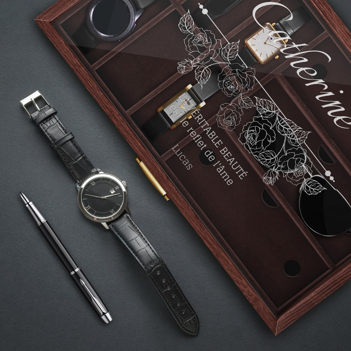 Murrano Personalized Watch and Glasses Box