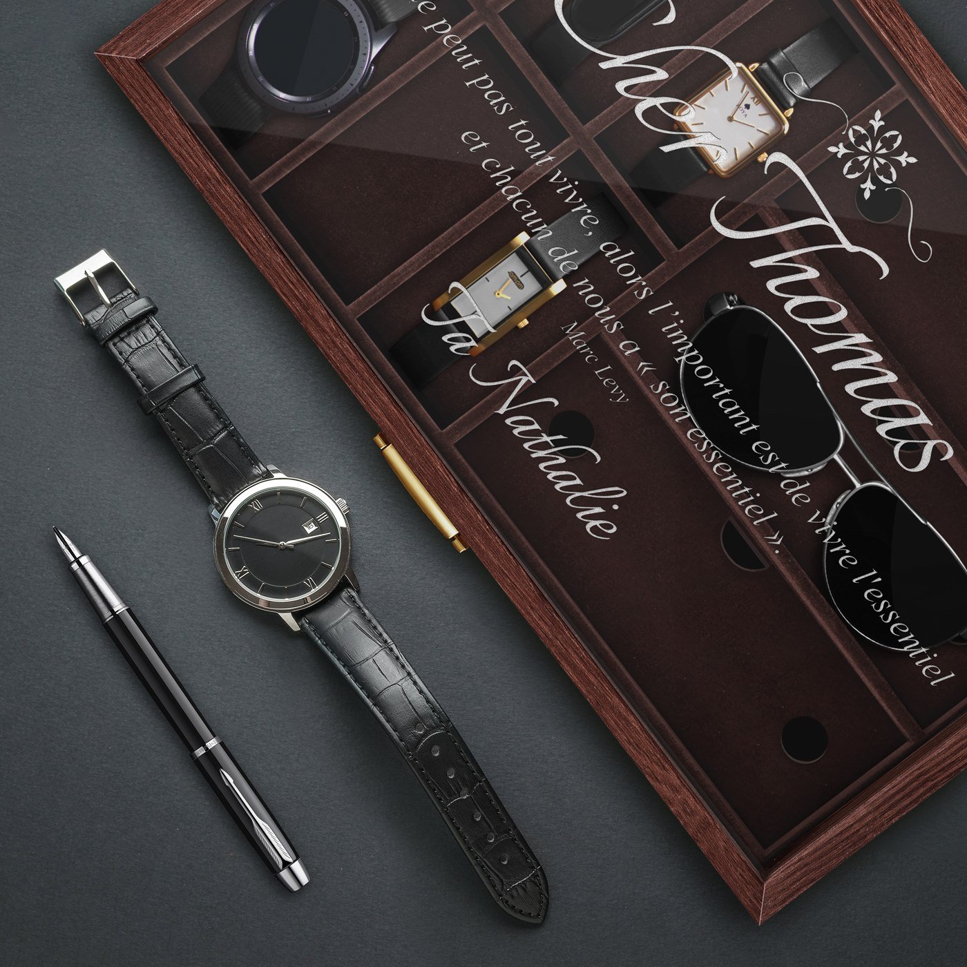 Murrano Customized Watch and Sunglasses Box for Husband Wedding Anniversary