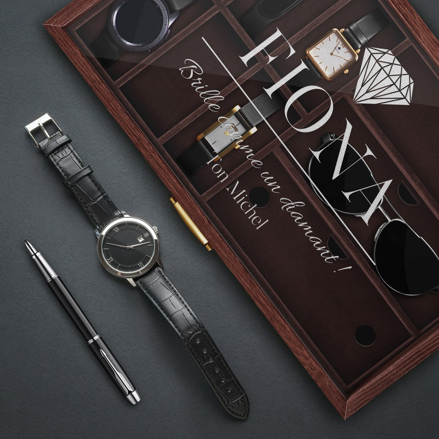 Caja personalizada de Murrano para relojes y gafas, Día de San Valentín
