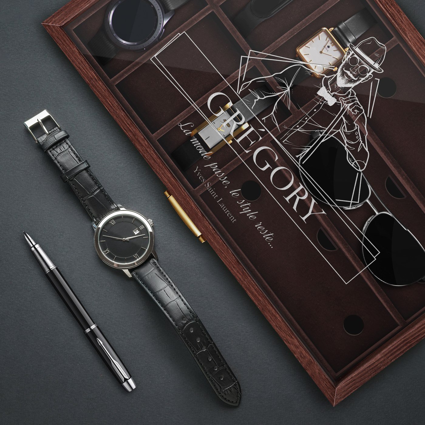 Murrano Customized Watch and Sunglasses Box for Husband