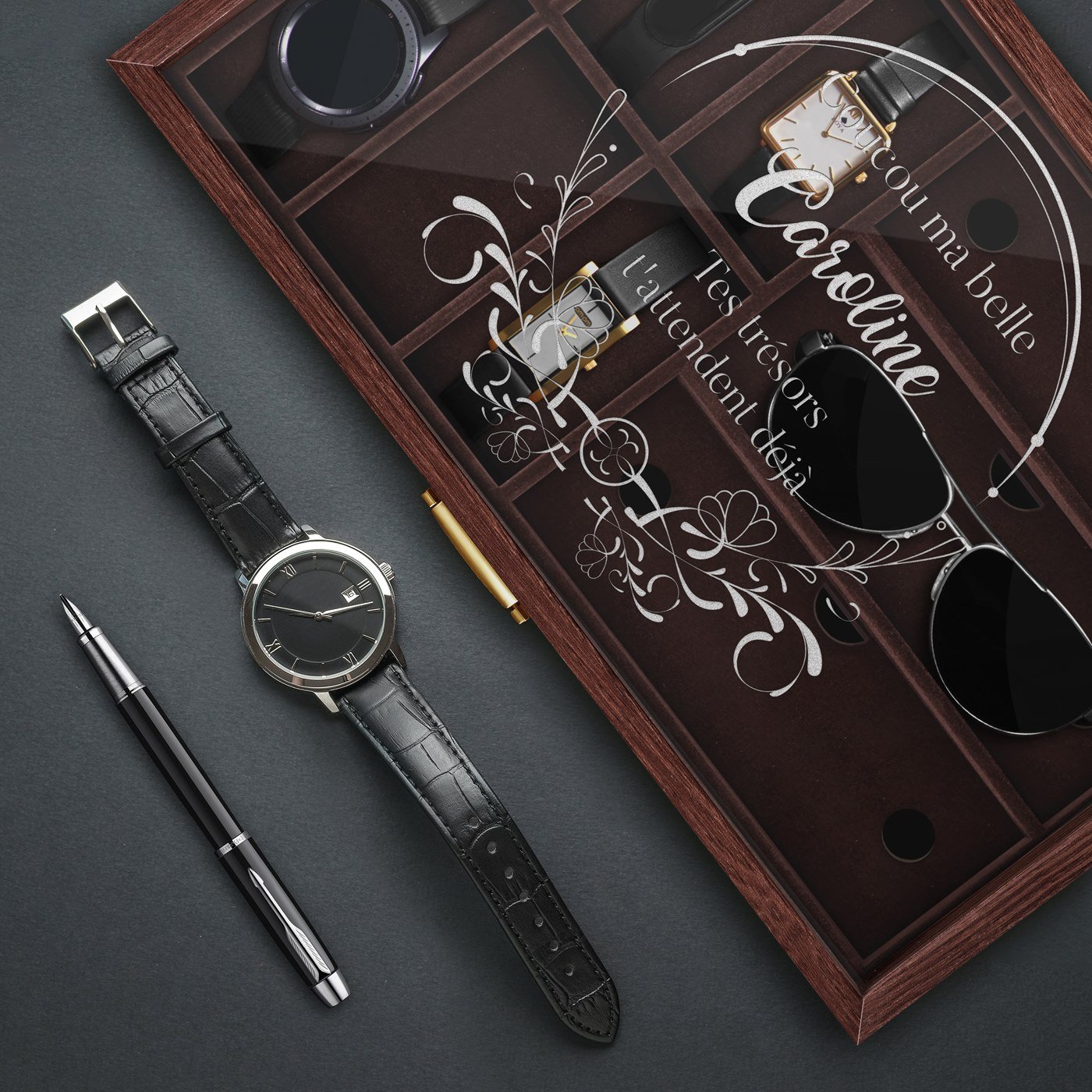 Murrano Personalized Watch and Sunglass Box for Her