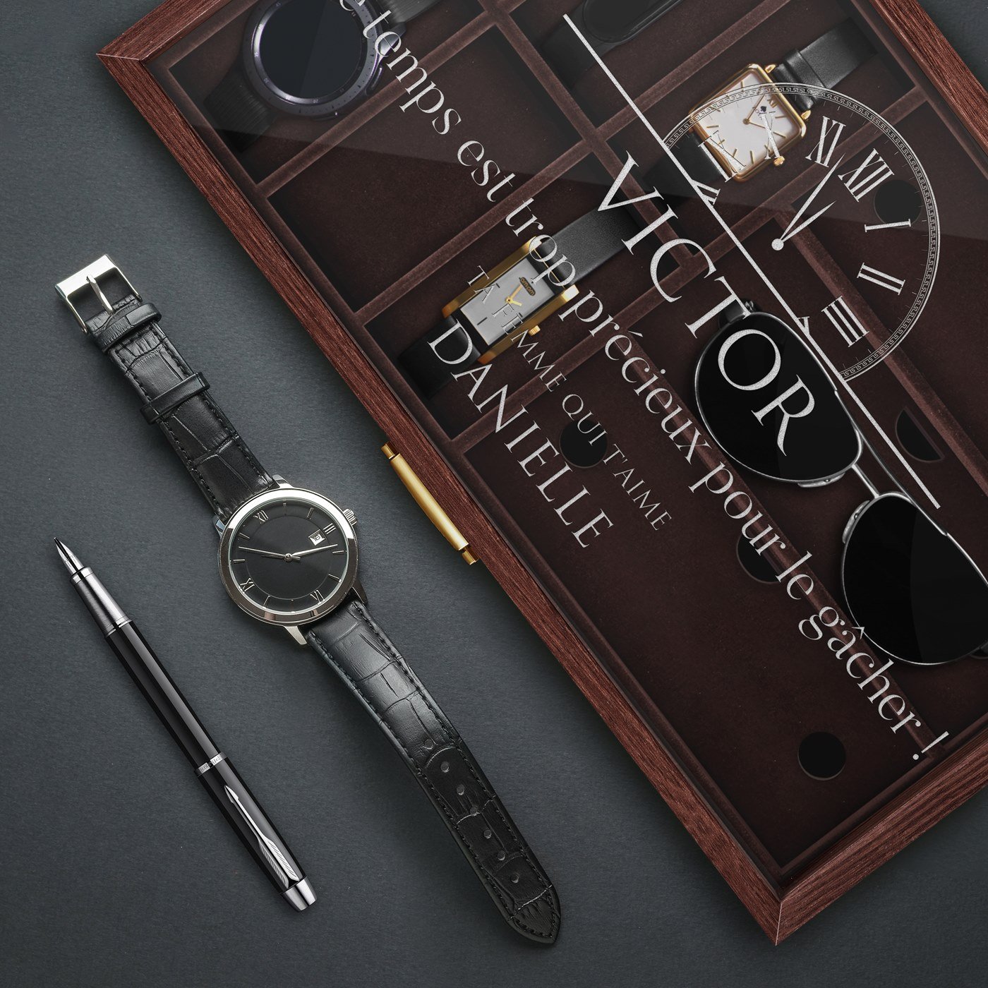 Murrano Customized Watch and Glasses Box for Him