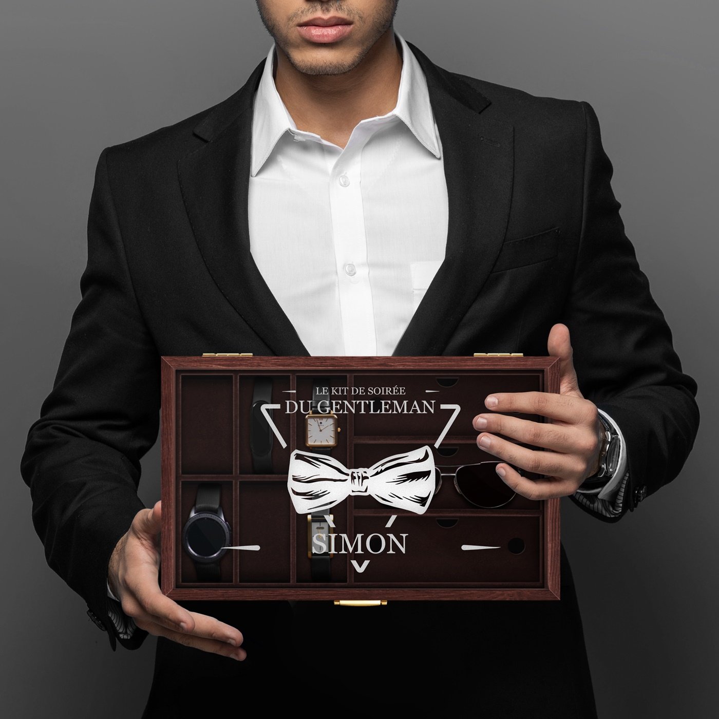 Murrano Engraved Watch and Glasses Box