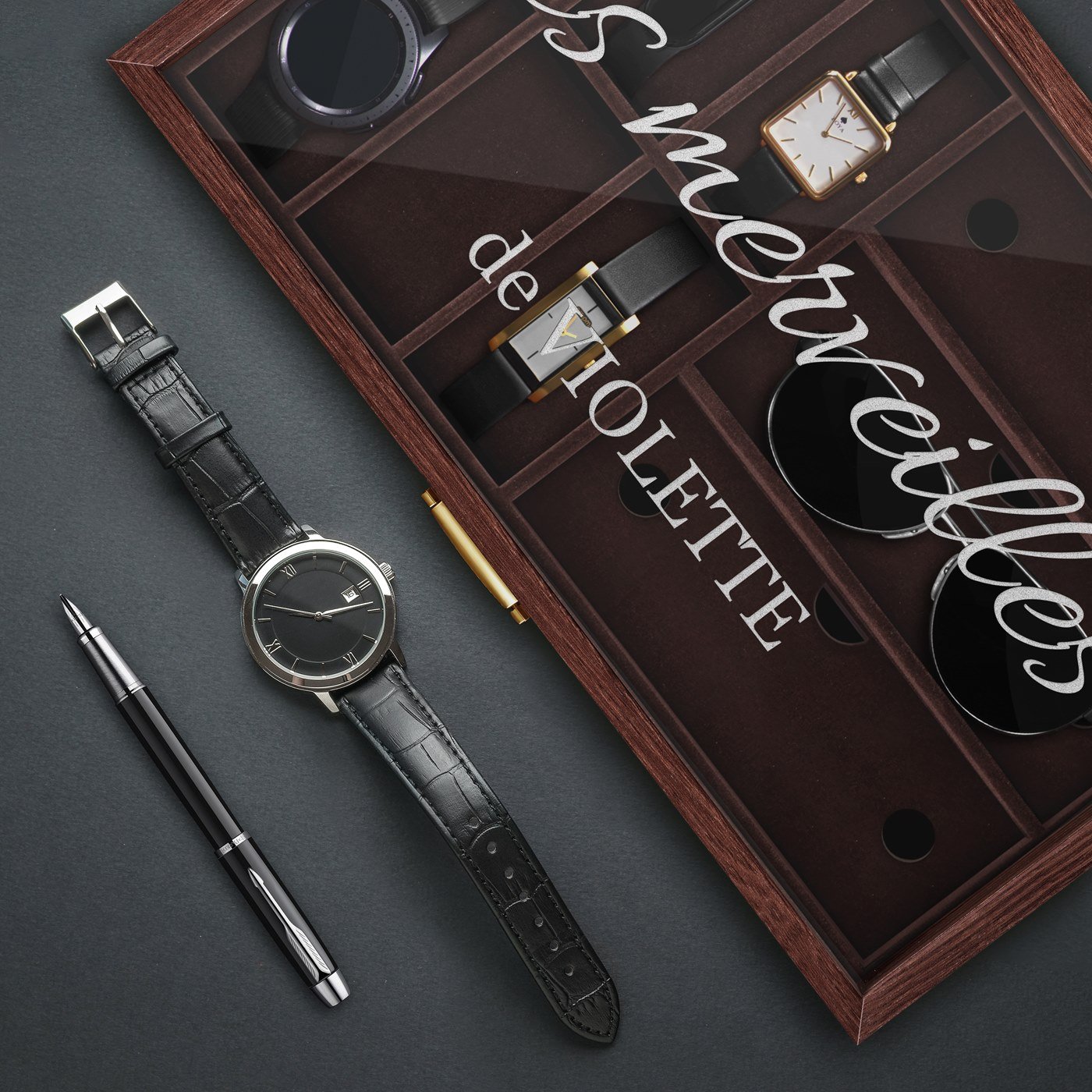 Murrano Personalized Watch and Glasses Box