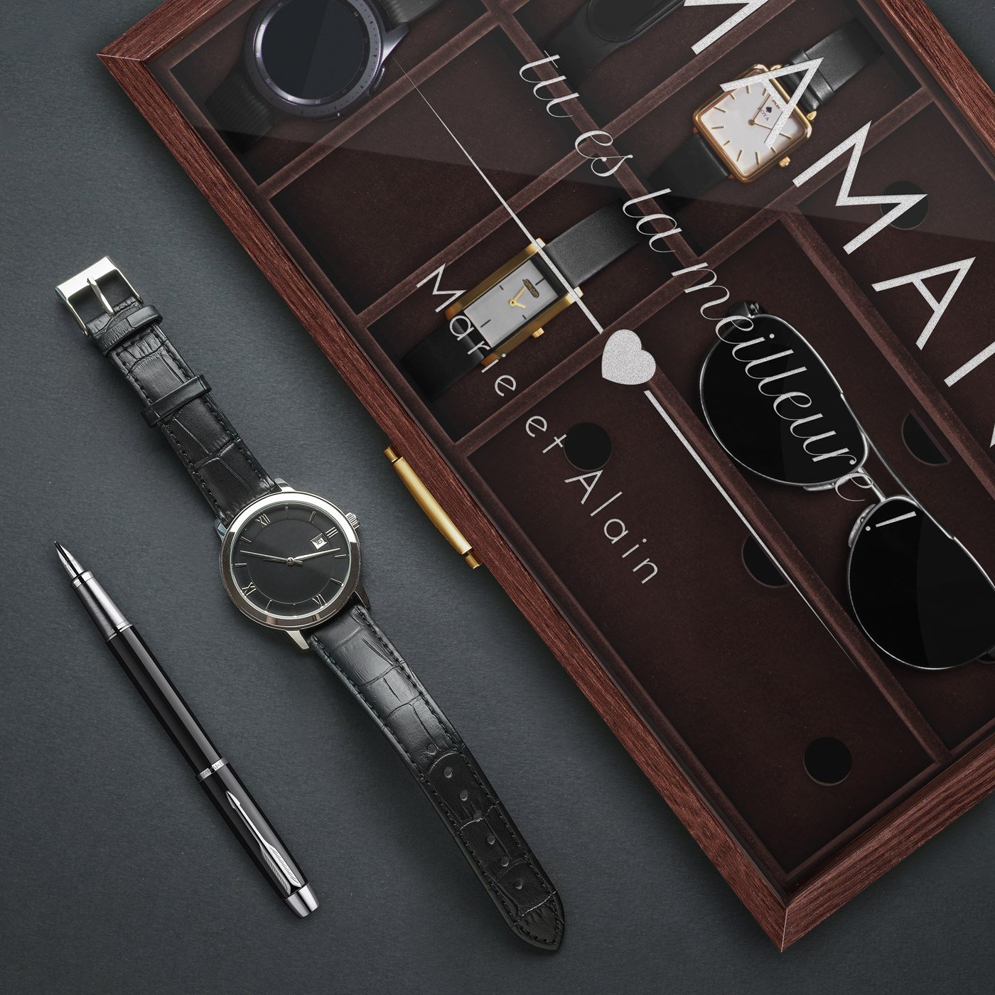 Murrano Personalized Watch and Glasses Box for Mother's Day