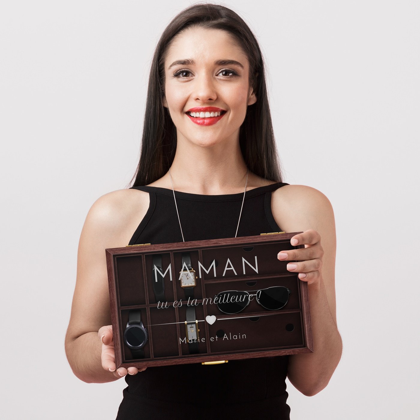 Murrano Personalized Watch and Glasses Box for Mother's Day