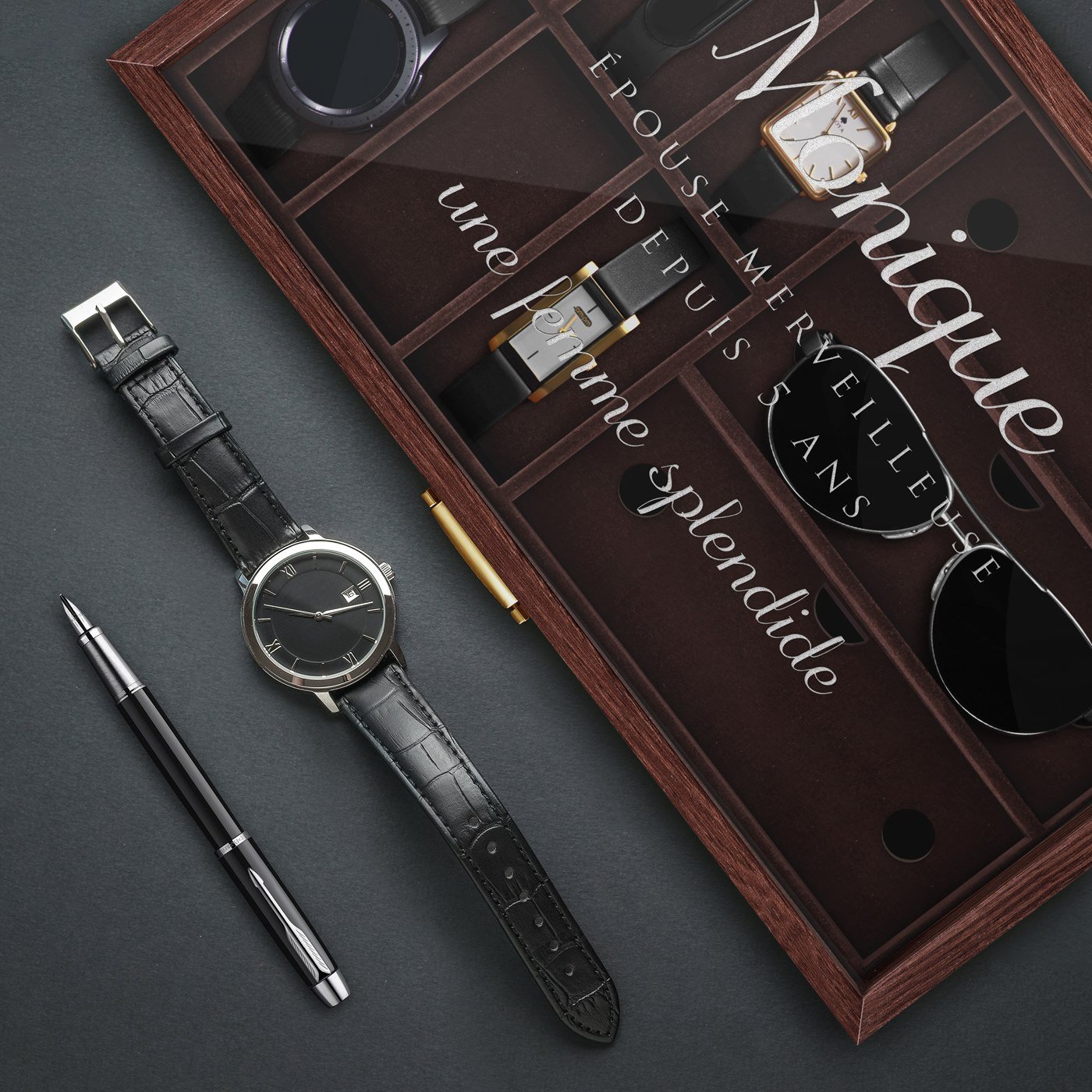 Caja personalizada Murrano para relojes y gafas de mujer
