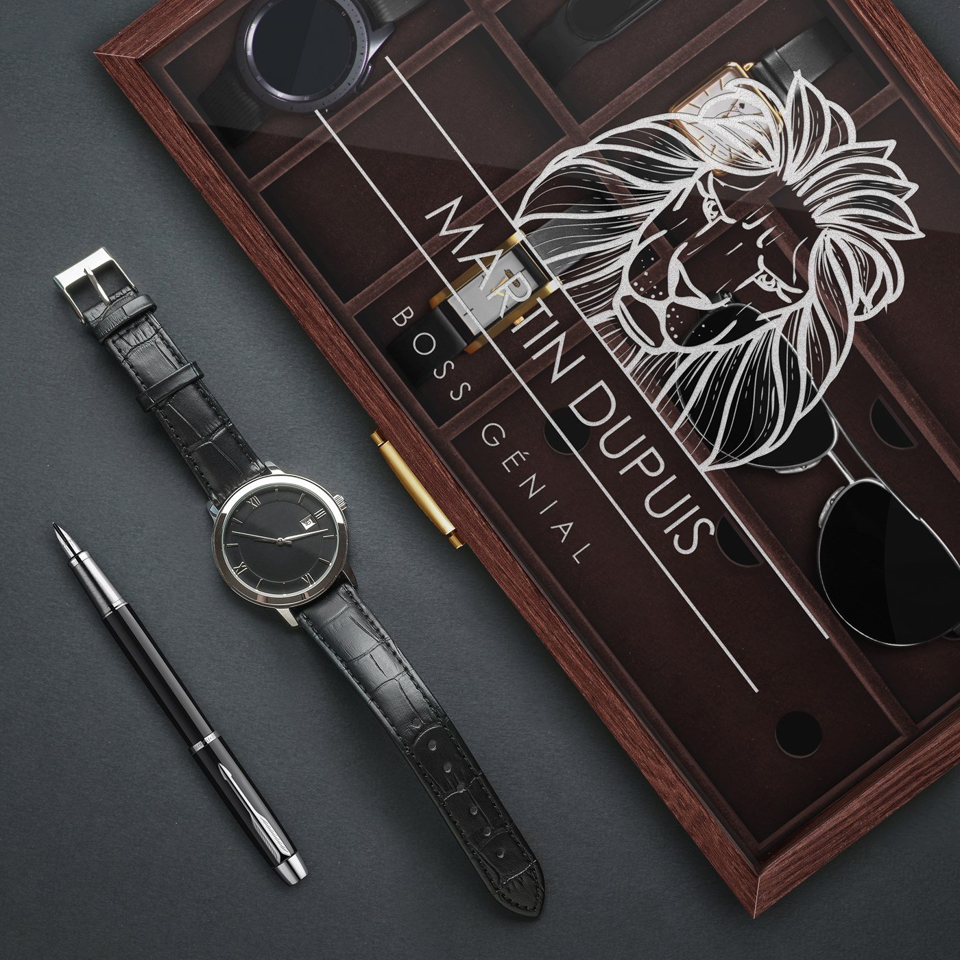 Caja personalizada de Murrano para relojes y gafas, para el cumpleaños de un jefe