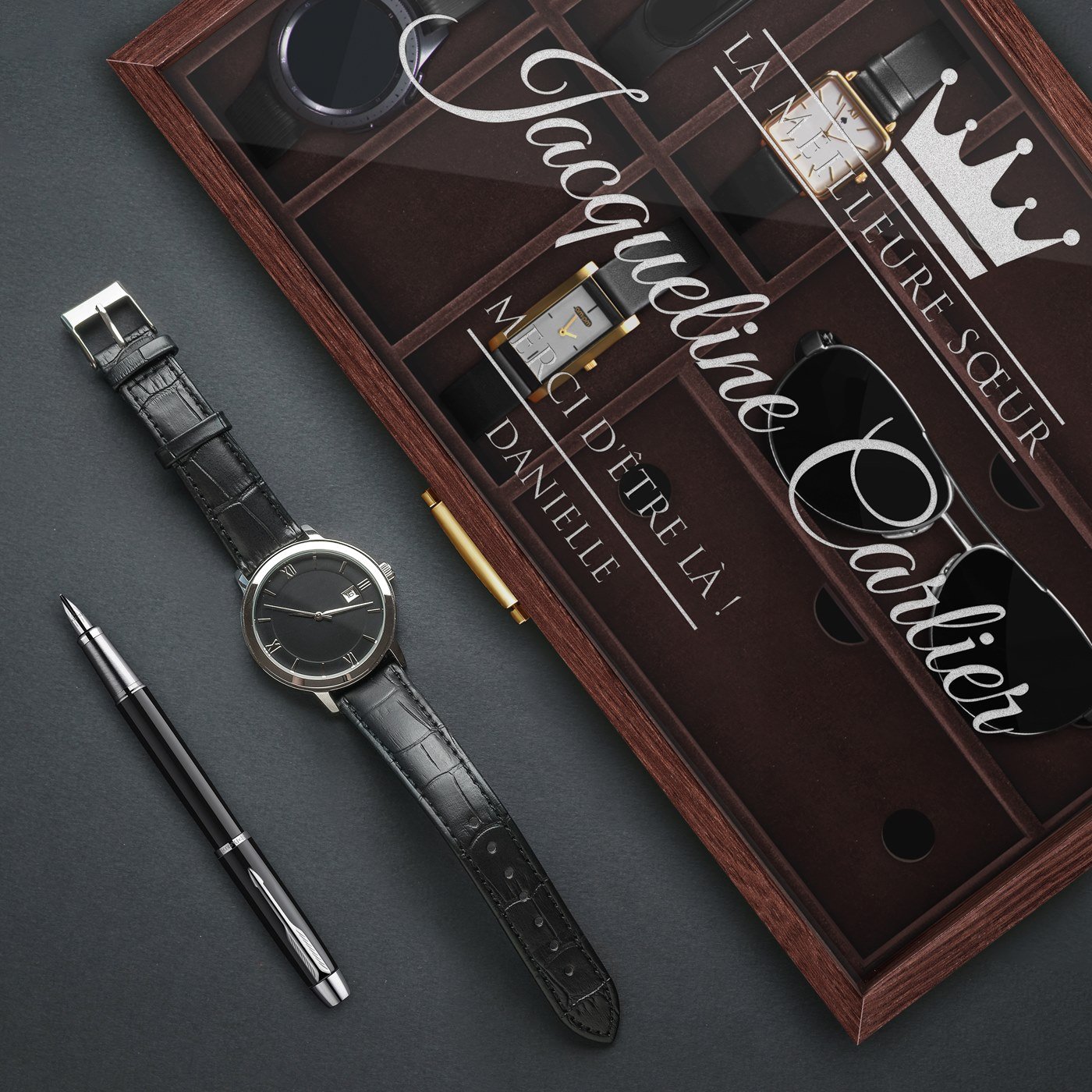 Murrano Personalized Watch and Glasses Box for Sister's Birthday