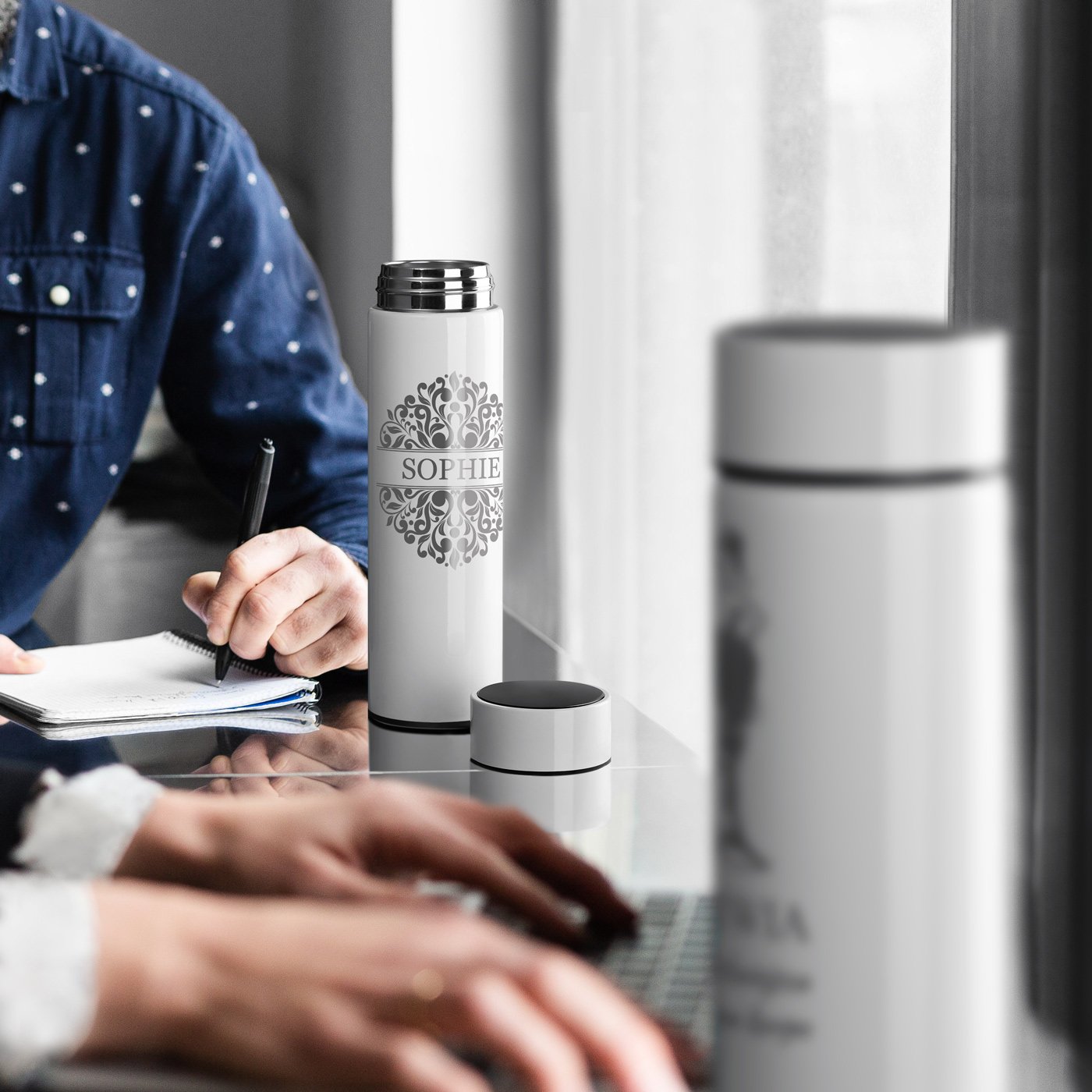 Botella térmica personalizada Murrano con pantalla LED