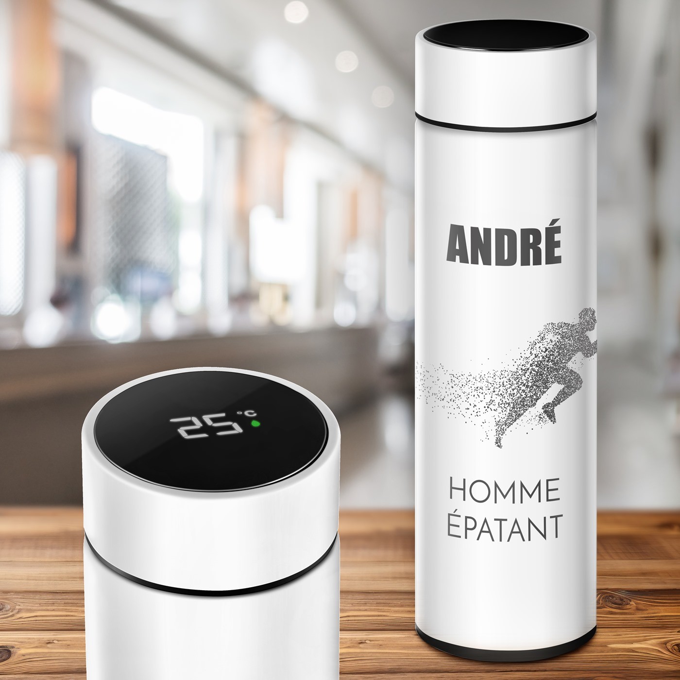 Botella aislante personalizada Murrano con pantalla LED para el cumpleaños de un esposo