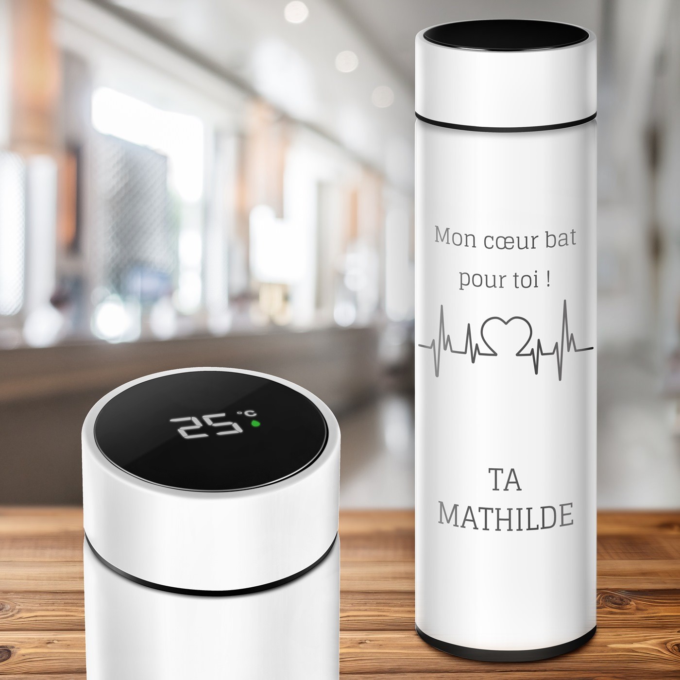 Botella Térmica Personalizada Murrano con Pantalla LED para Hombre - Día de San Valentín